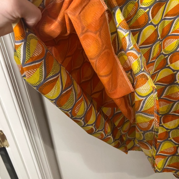 VINTAGE | Handmade geometric abstract print orange yellow a-line skirt - Picture 5 of 10